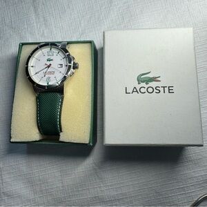 Lacoste Silver Watch with Green Strap